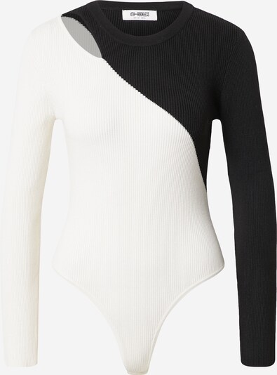 4th & Reckless Shirt body 'ASTOR' in de kleur Zwart / Wit, Productweergave