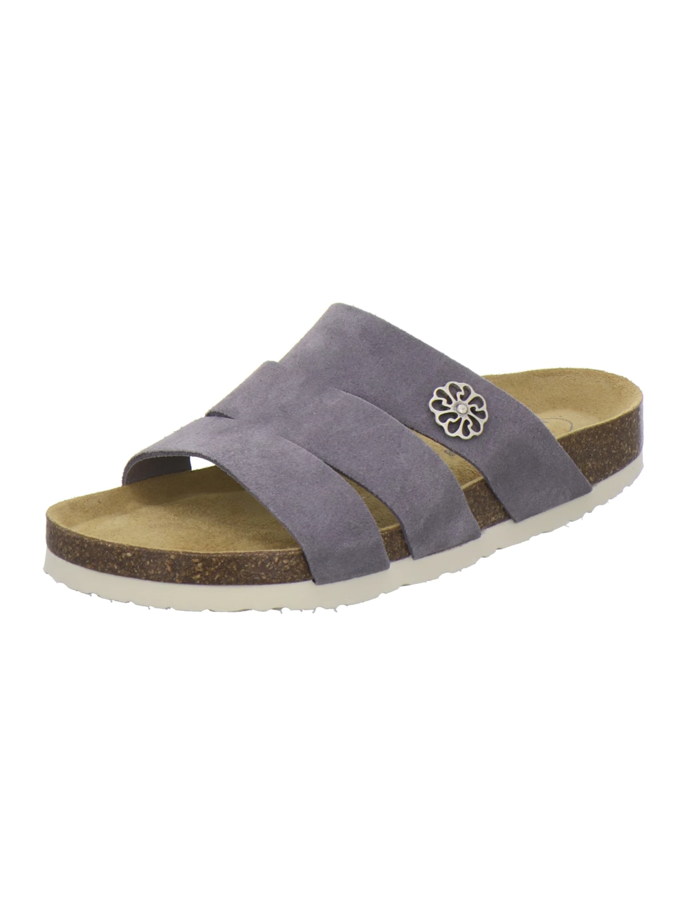 AFS-Schuhe - Zapatos abiertos 'Pantoletten Damen graphit Veloursleder' en gris: frente