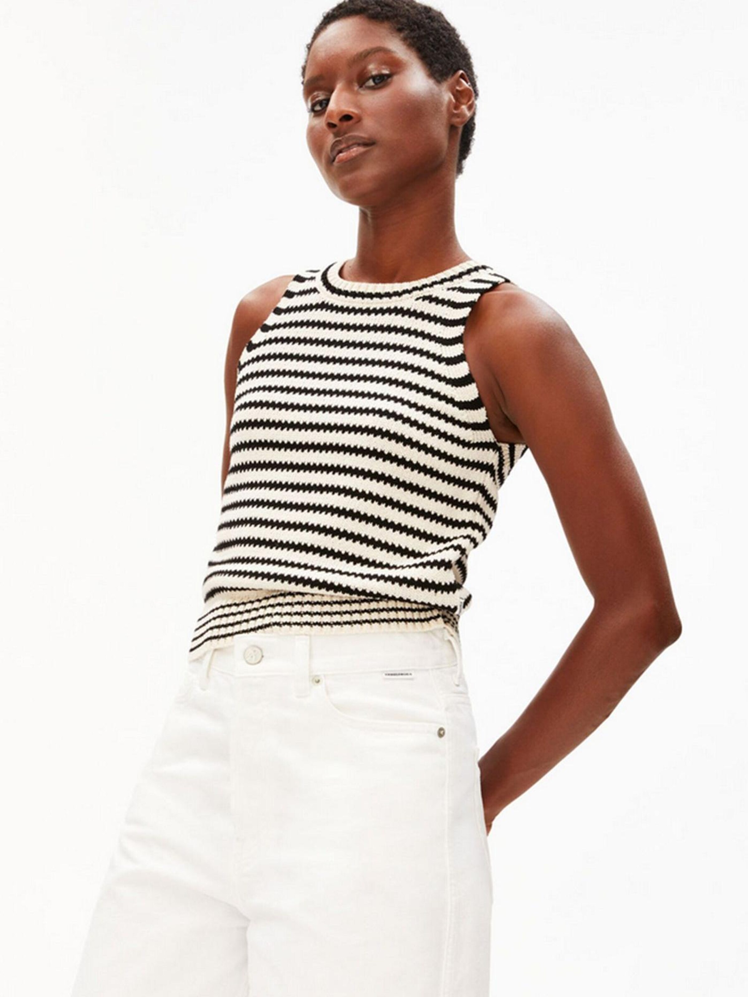 ARMEDANGELS Stricktop STRIPE in Beige: Vorderseite