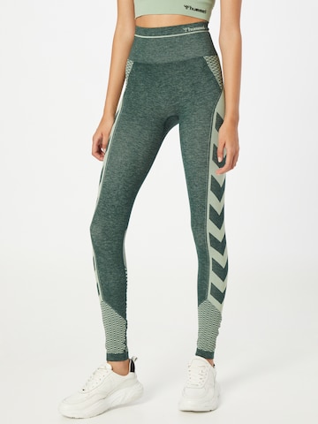 Hummel Skinny Sportbroek 'Vera' in Groen: voorkant