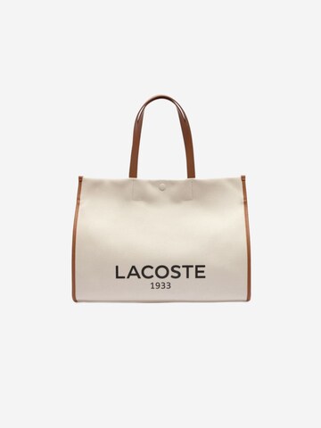 LACOSTE - Shopper 'Lacoste Sac Cabas Heritage Canvas Lacoste Naturel Tan' em branco: frente