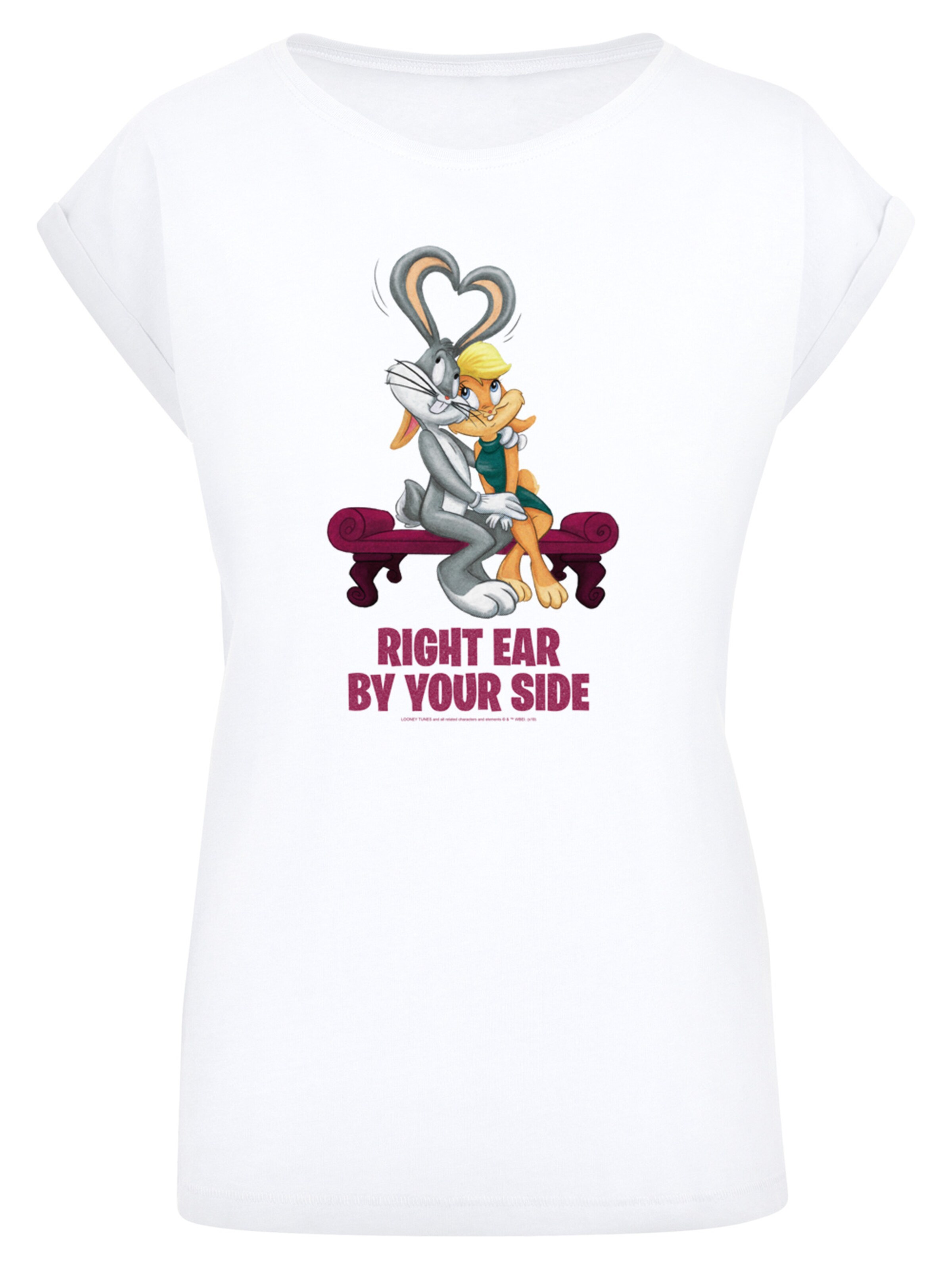 F4NT4STIC Shirt 'Looney Tunes Bugs And Lola Valentine's Cuddle' in de kleur Gemengde kleuren / Wit, Productweergave