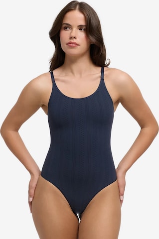 cfab - Body moldeador 'Jacquard Shapewear with String' en azul: frente