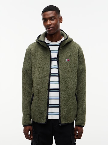 Tommy Jeans Fleecejacke in Grün: Vorderseite
