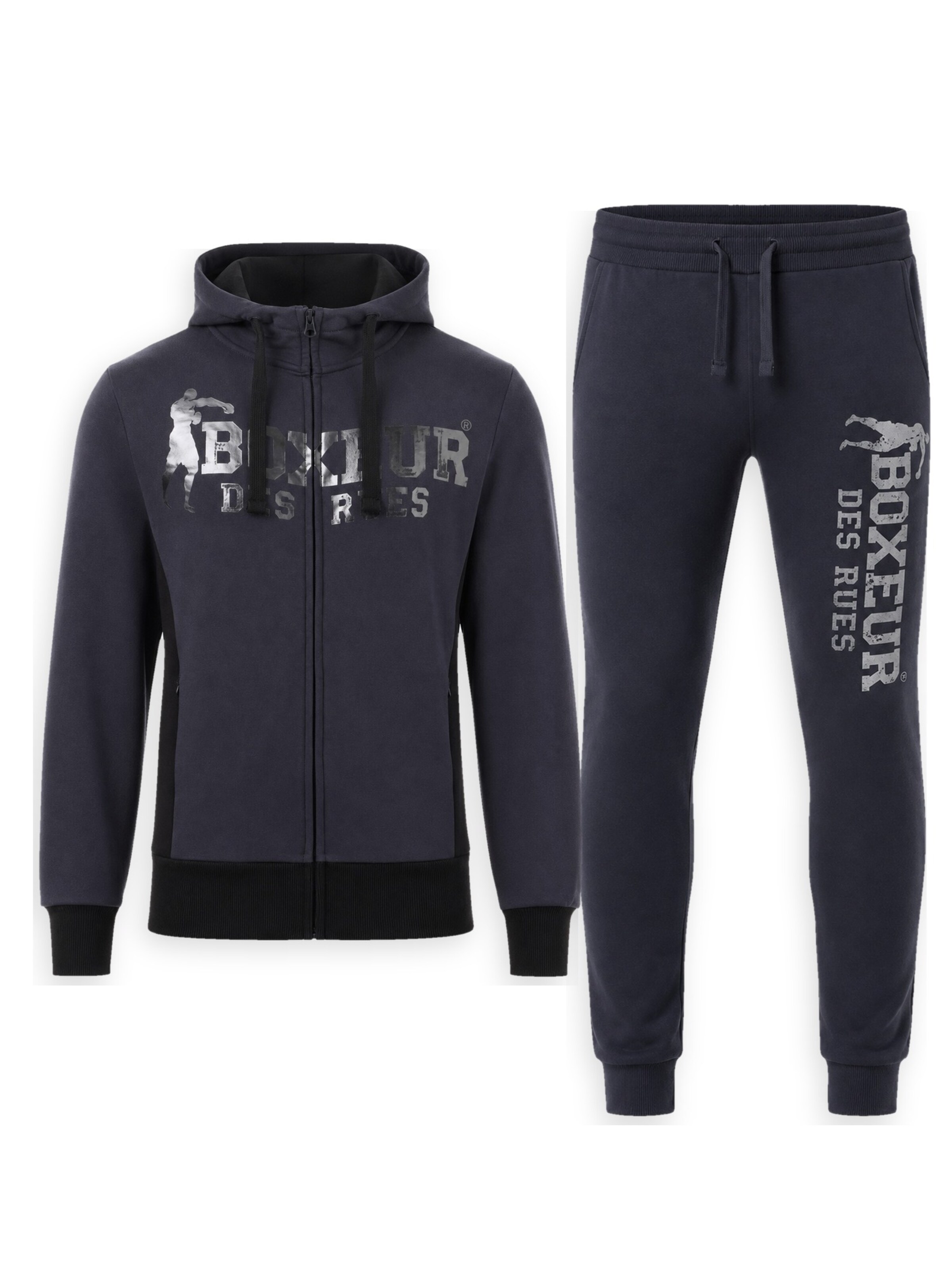 Boxeur des Rues Hausanzug 'Herren Set Boxeur des Rues: Fitted Hoodie mit Reißverschluss Anthrazitgrau + Jogginghose Anthrazit'‌‌‌‌ in XL in anthrazit, Produktansicht