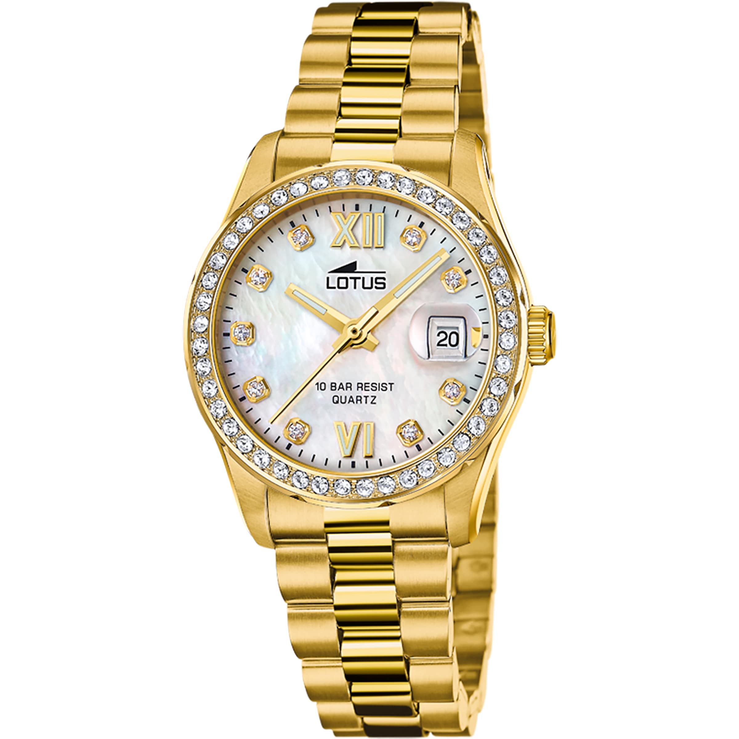 Lotus Uhr in Gold: Vorderseite