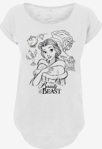 Maglietta 'Disney Beauty And The Beast Collage Sketch' di F4NT4STIC in bianco: frontale
