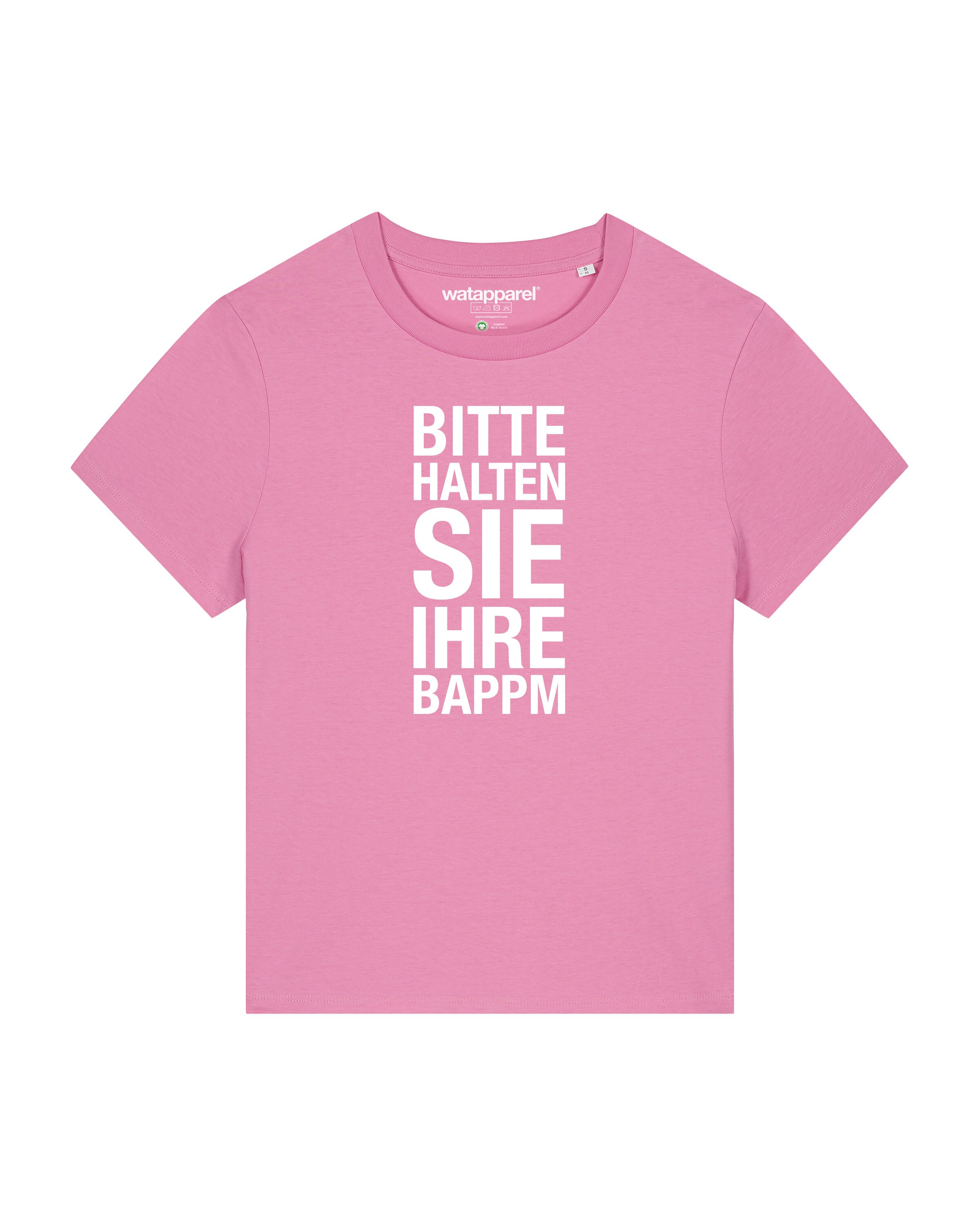 Watapparel Shirt 'Bitte Halten Sie Ihre Bappm' in Pink: Vorderseite