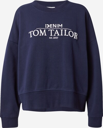 TOM TAILOR DENIM Sweatshirt in dunkelblau / weiß, Produktansicht