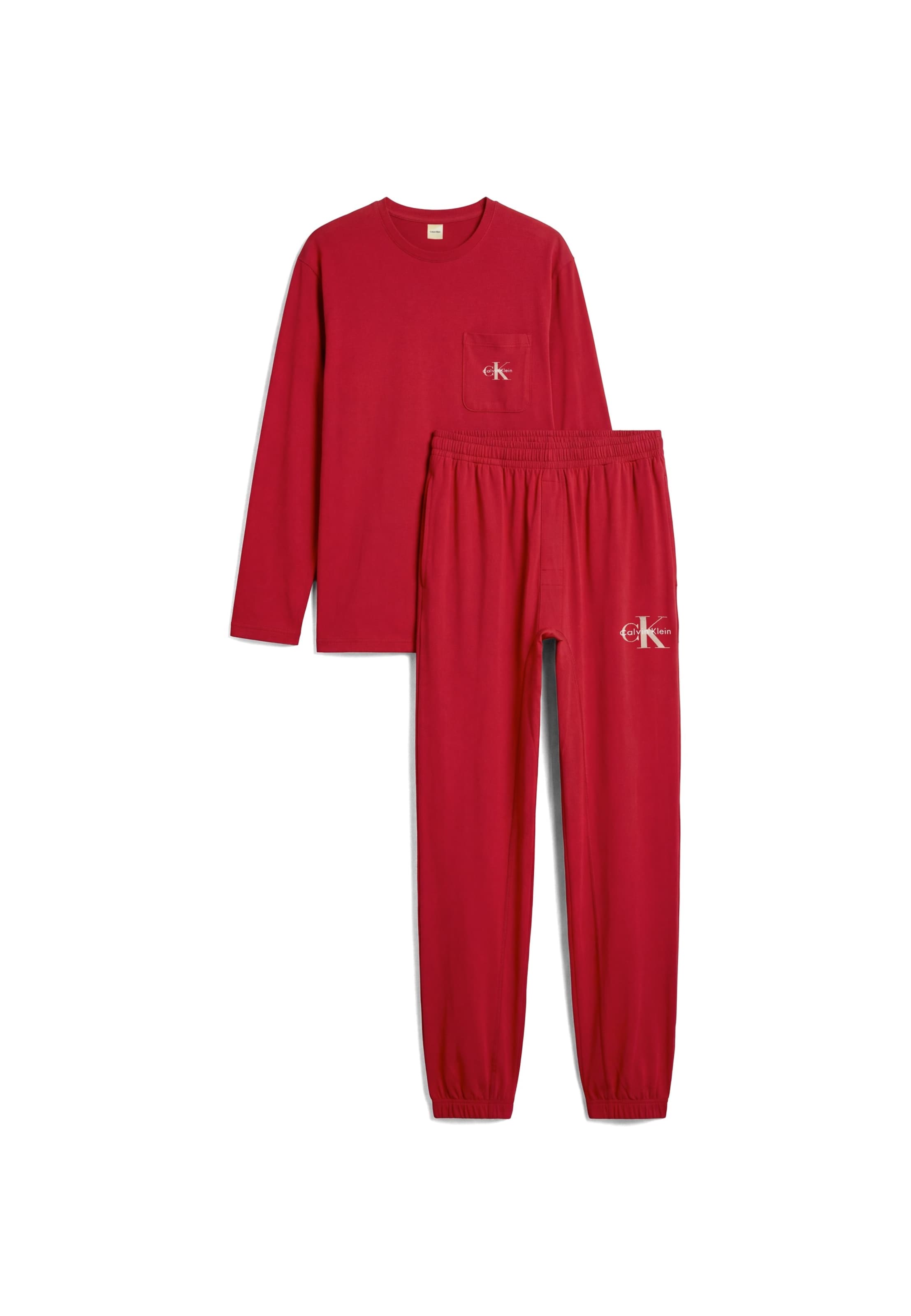 Pigiama lungo 'HOLIDAY' di Calvin Klein in rosso: frontale
