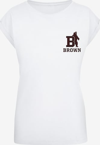 Merchcode T-Shirt 'Brown University - Bear Initial' in Weiß: predná strana