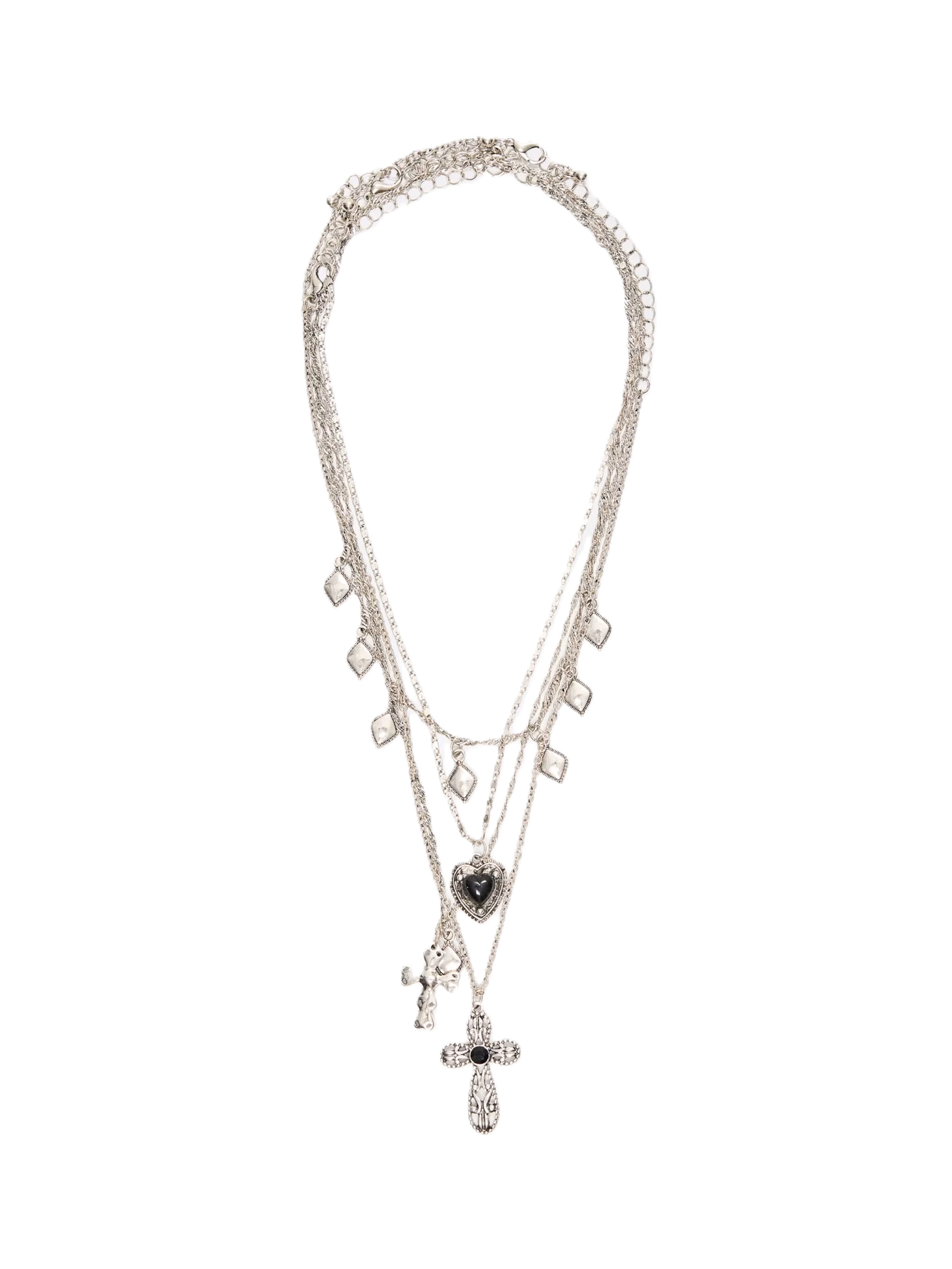 Collana in One Size Bershka di colore grigio, Visualizzazione prodotti