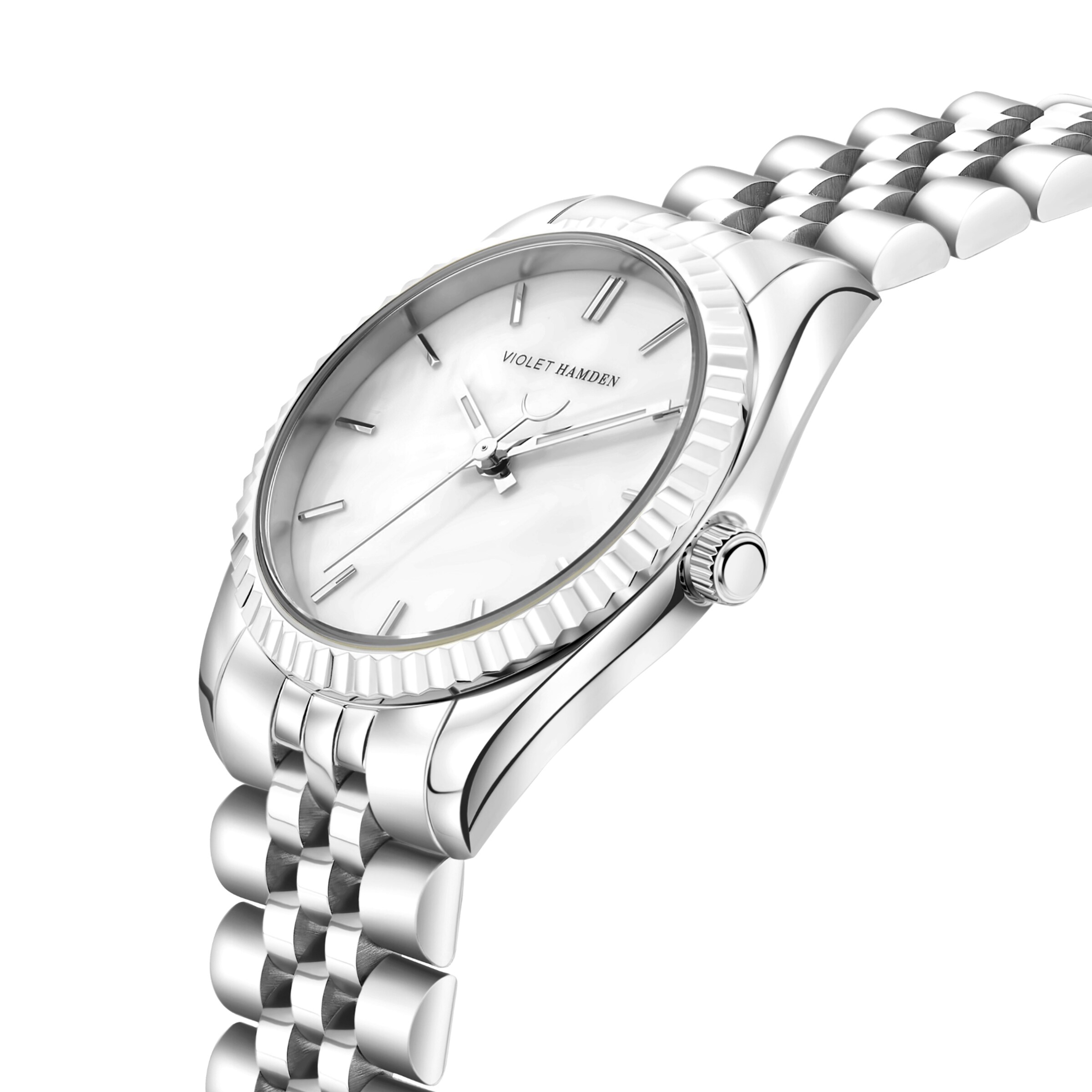 Montre à affichage analogique Violet Hamden en argent
