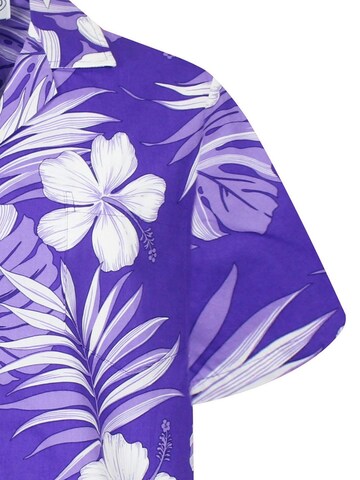 Pacific Legend Regular fit Button Up Shirt 'Palmenblätter' in Purple