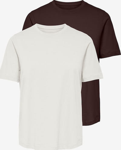ONLY T-shirt 'ONLHAPPY' en XS en brun foncé / blanc, Vue avec produit