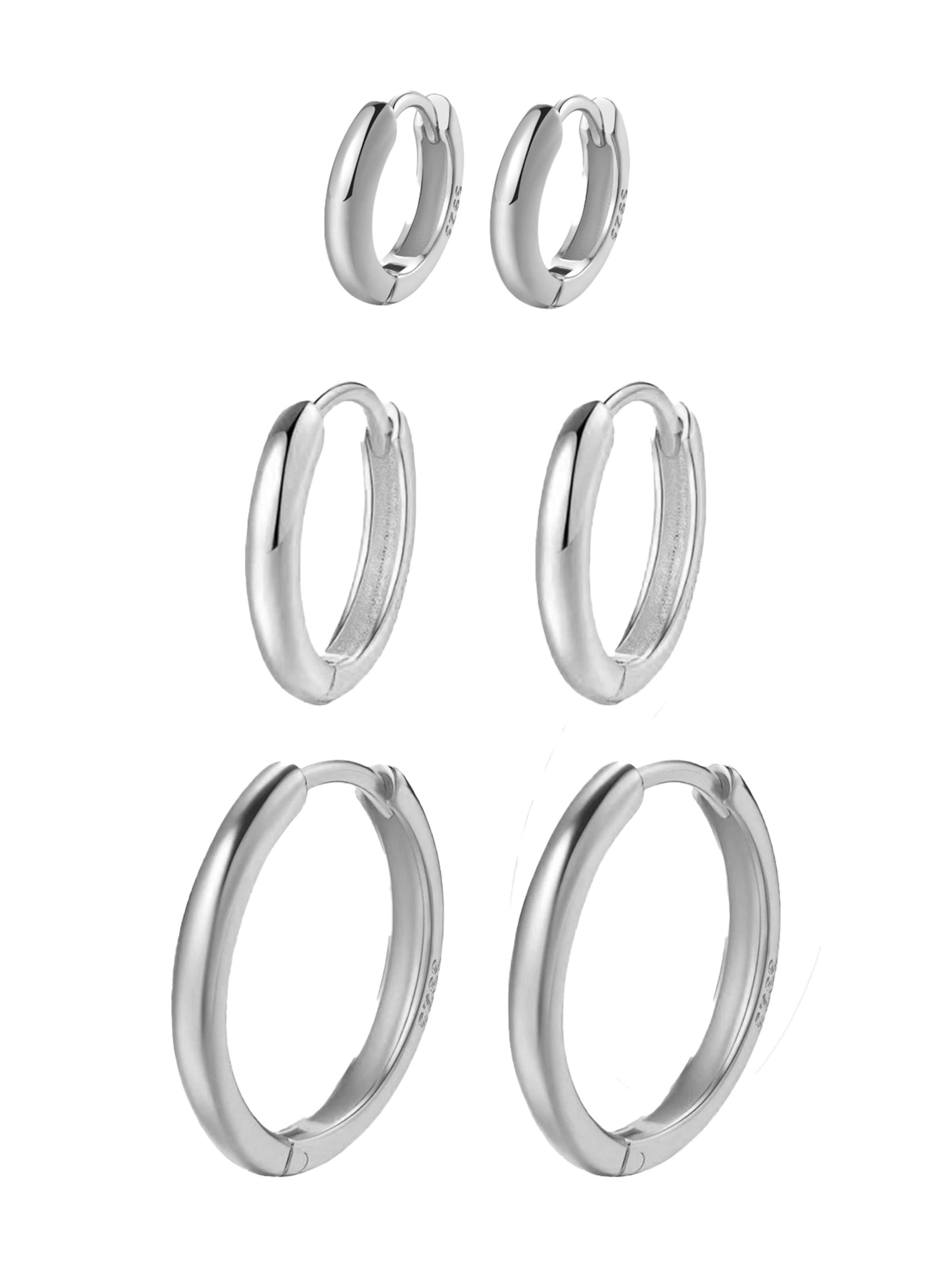 Hey Happiness Earrings 'Trio Hoops' in Silver: front
