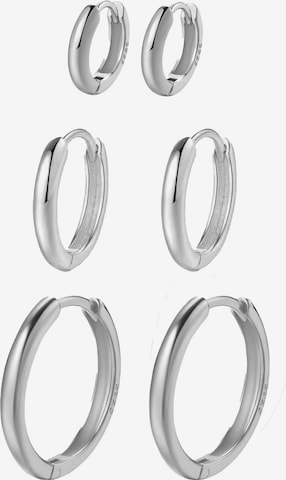 Hey Happiness Ohrringe 'Trio Hoops' in Silber: Vorderseite