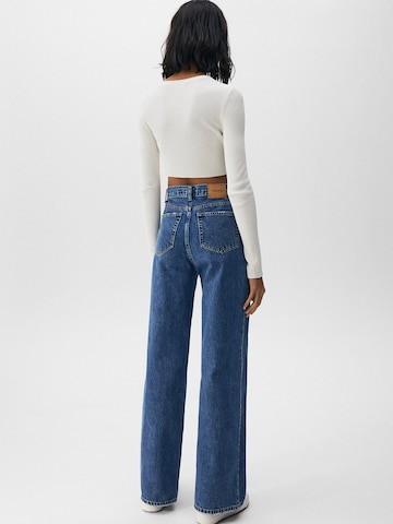 Pull&Bear Wide leg Jeans in Blauw