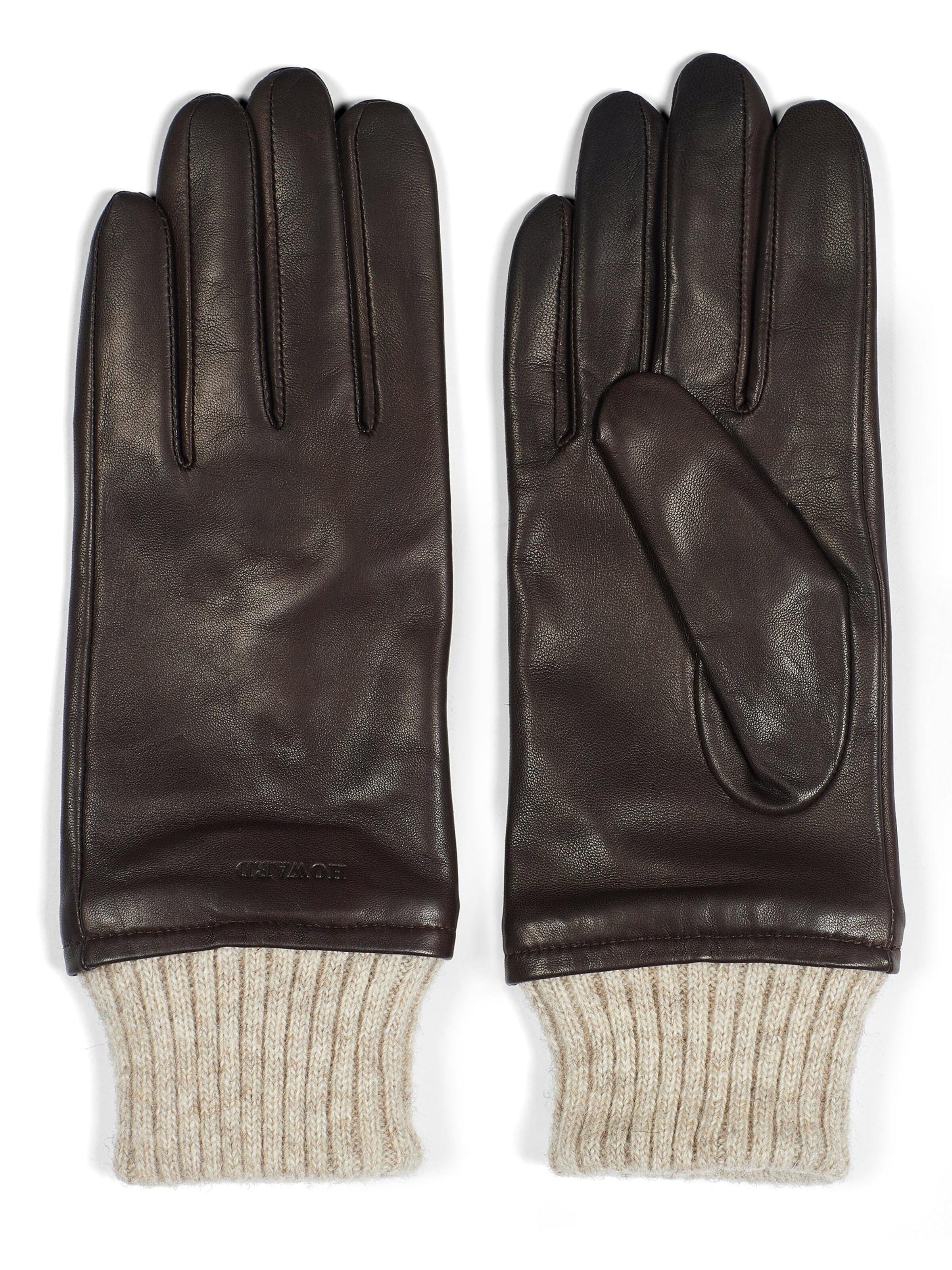 Howard London Vingerhandschoenen 'Women's Leather Gloves Ella Dark Brown' in Bruin: voorkant