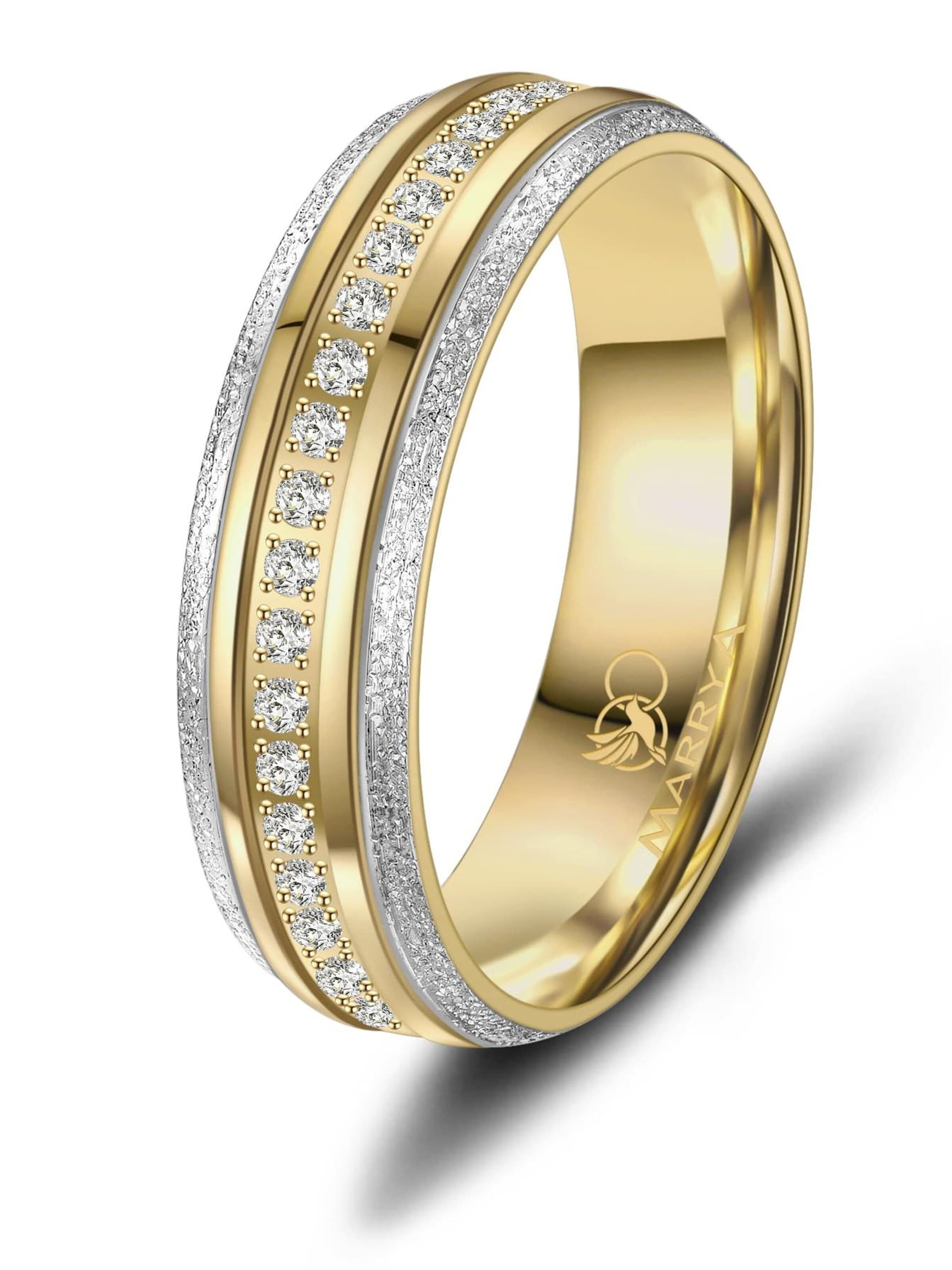 MARRYA Ring 'MARRYA ES-36 Ehering aus Edelstahl - Gold plattiert' i guld