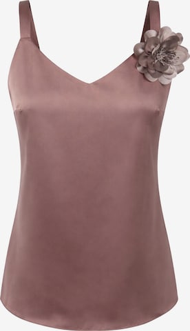 Haut 'V-Neck Satin Top with 3D Flower Detail' REGINA FASHION en rose : devant
