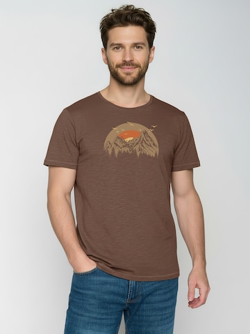 GREENBOMB Shirt ' Spice Peak Circle ' in Brown: front