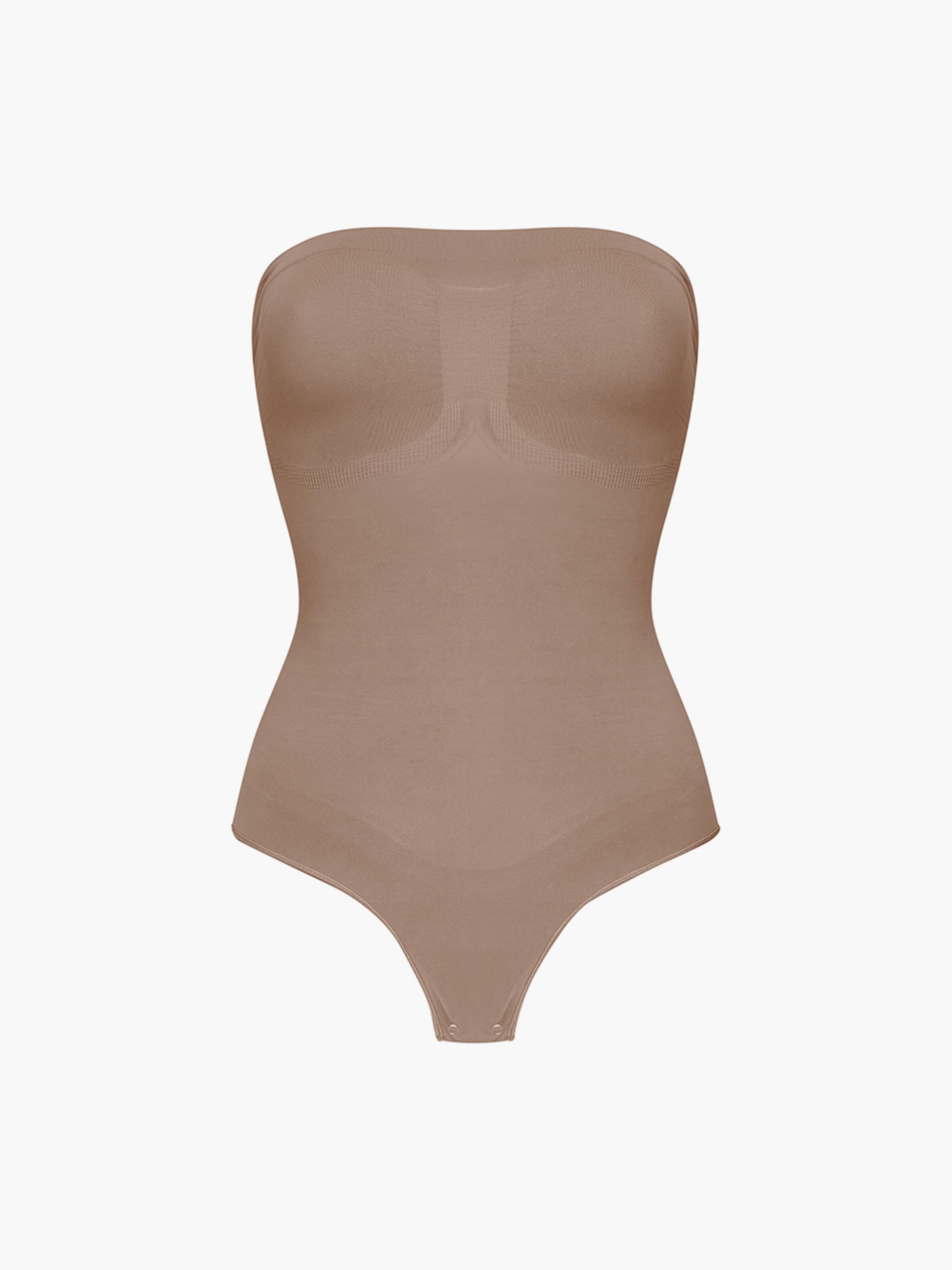 Body modelant 'Trägerloser Bodysuit Sculpting Shapewear mit String' cfab (formerly creamy fabrics) en marron : devant