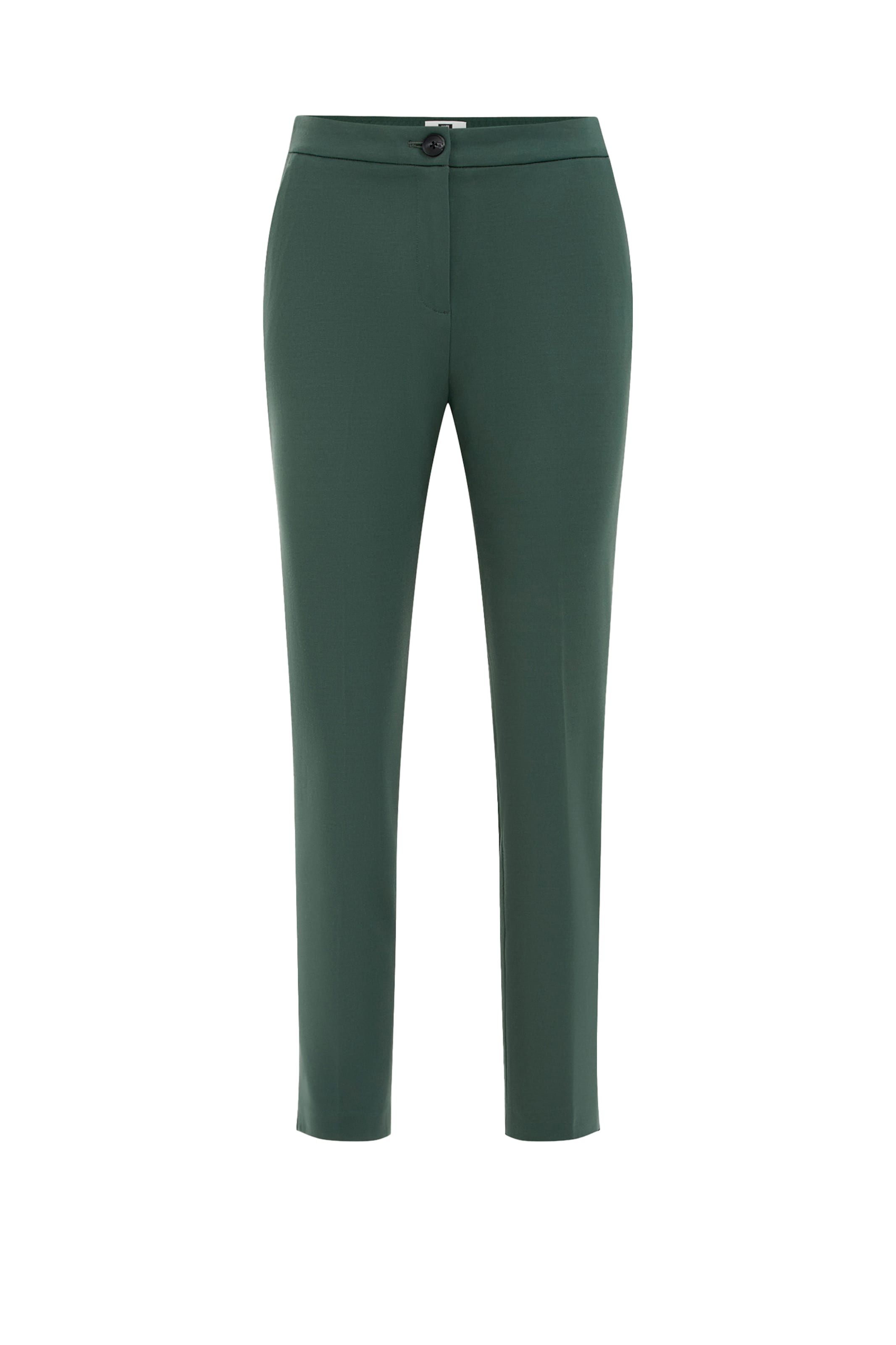 WE Fashion Úzky strih Nohavice s pukmi - Zelená: predná strana