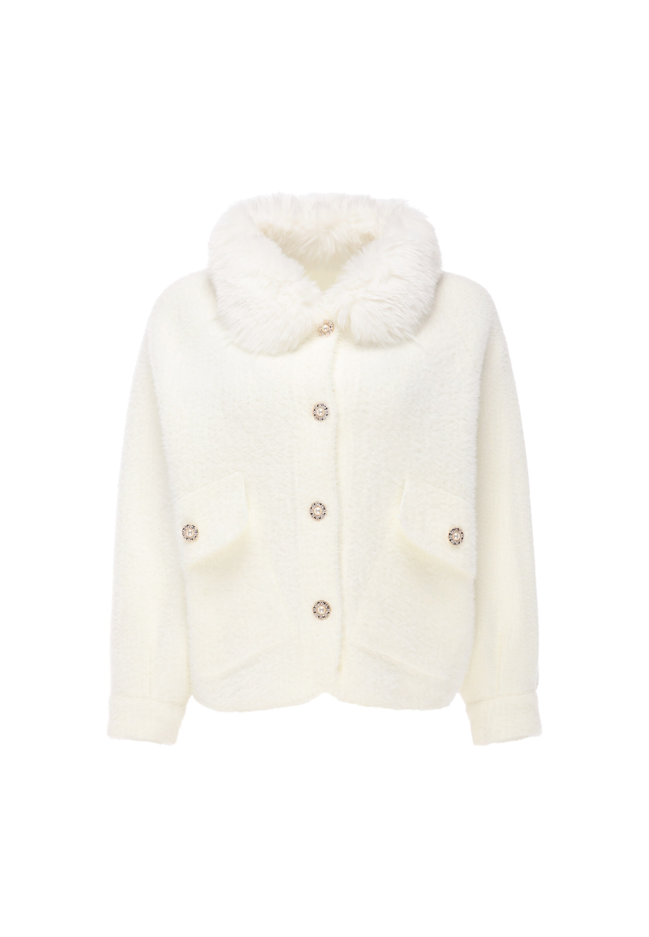 Cardigan myMo ESSENTIALS en blanc : devant