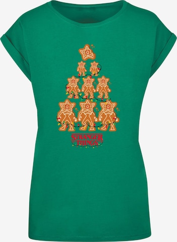 ABSOLUTE CULT Shirt 'Stranger Things - Gingerbread' in Groen: voorkant