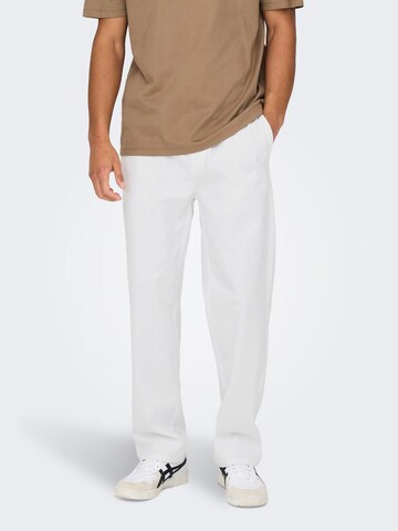 Only & Sons Loose fit Trousers 'ONSSinus' in White: front