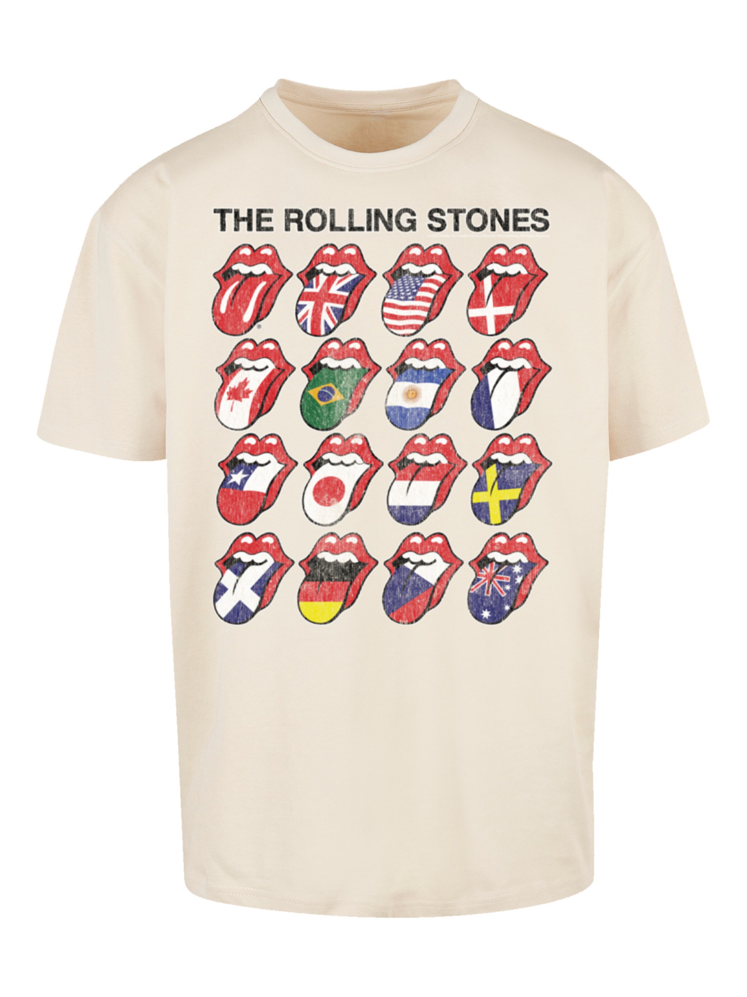 T-Shirt 'The Rolling Stones Voodoo Lounge Tongues' F4NT4STIC en beige : devant