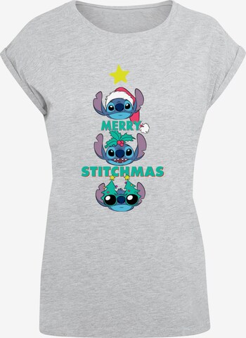 Maglietta 'Lilo And Stitch - Merry Stitchmas' di ABSOLUTE CULT in grigio: frontale