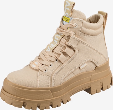 BUFFALO - Botines con cordones 'ASPHA NC MID - COTTON' en beige: frente