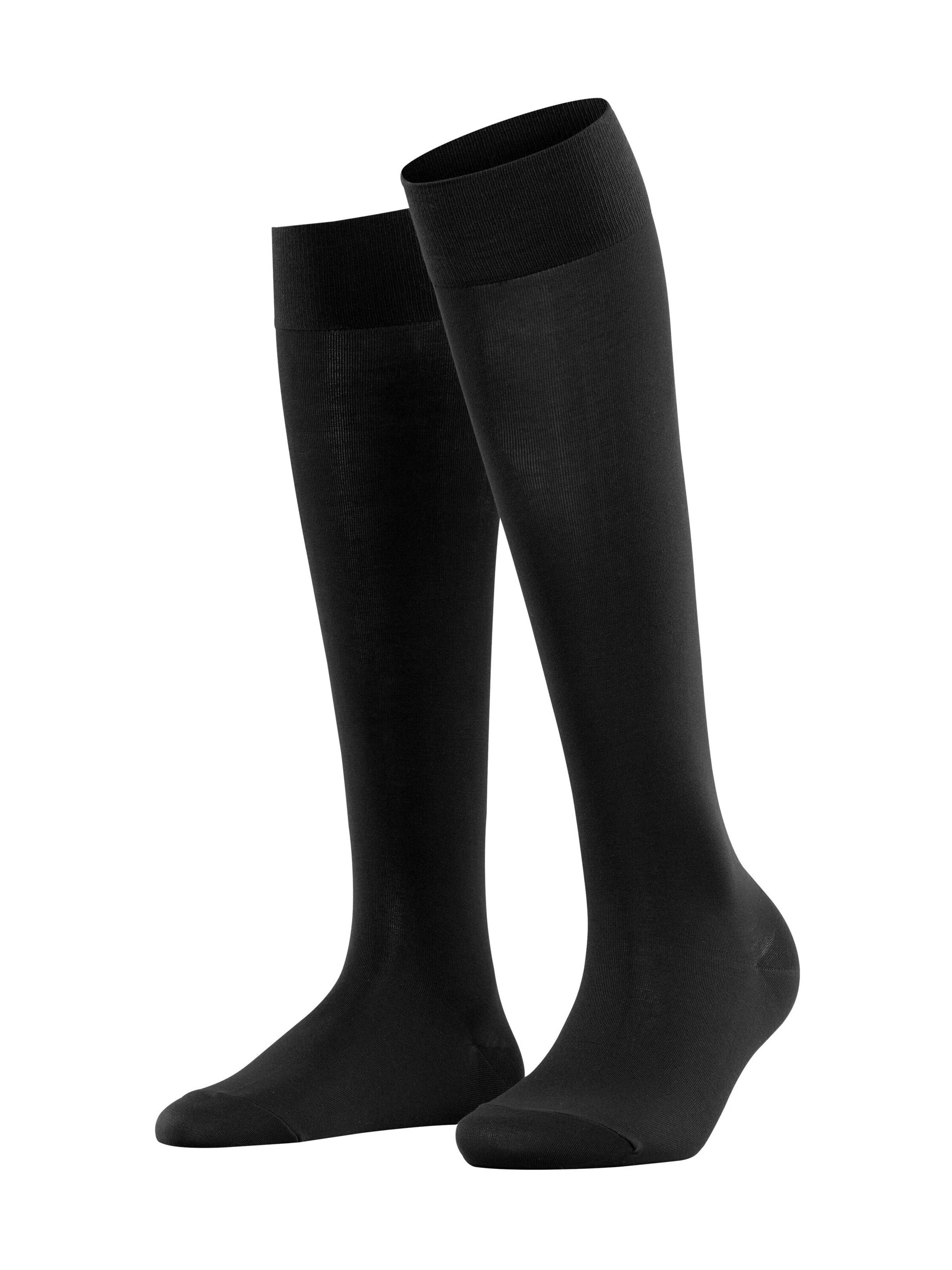 FALKE Kniestrümpfe 'Cotton Touch'‌‌‌‌ in Schwarz: Vorderseite