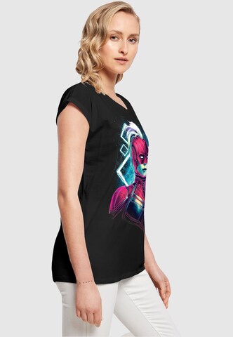 ABSOLUTE CULT Shirt 'Captain Marvel - Neon Warrior' in Zwart