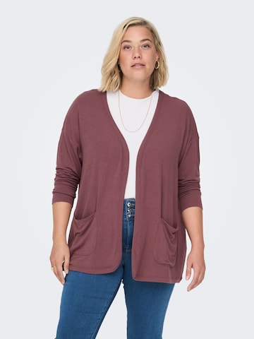 ONLY Carmakoma Knit Cardigan in Brown: front