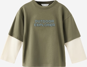 Tricou 'CAMEXPL' de la MANGO KIDS pe verde: față