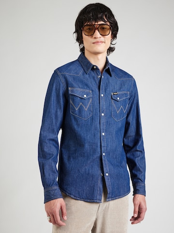 WRANGLER Přiléhavý střih Košile 'WESTERN' – modrá: přední strana
