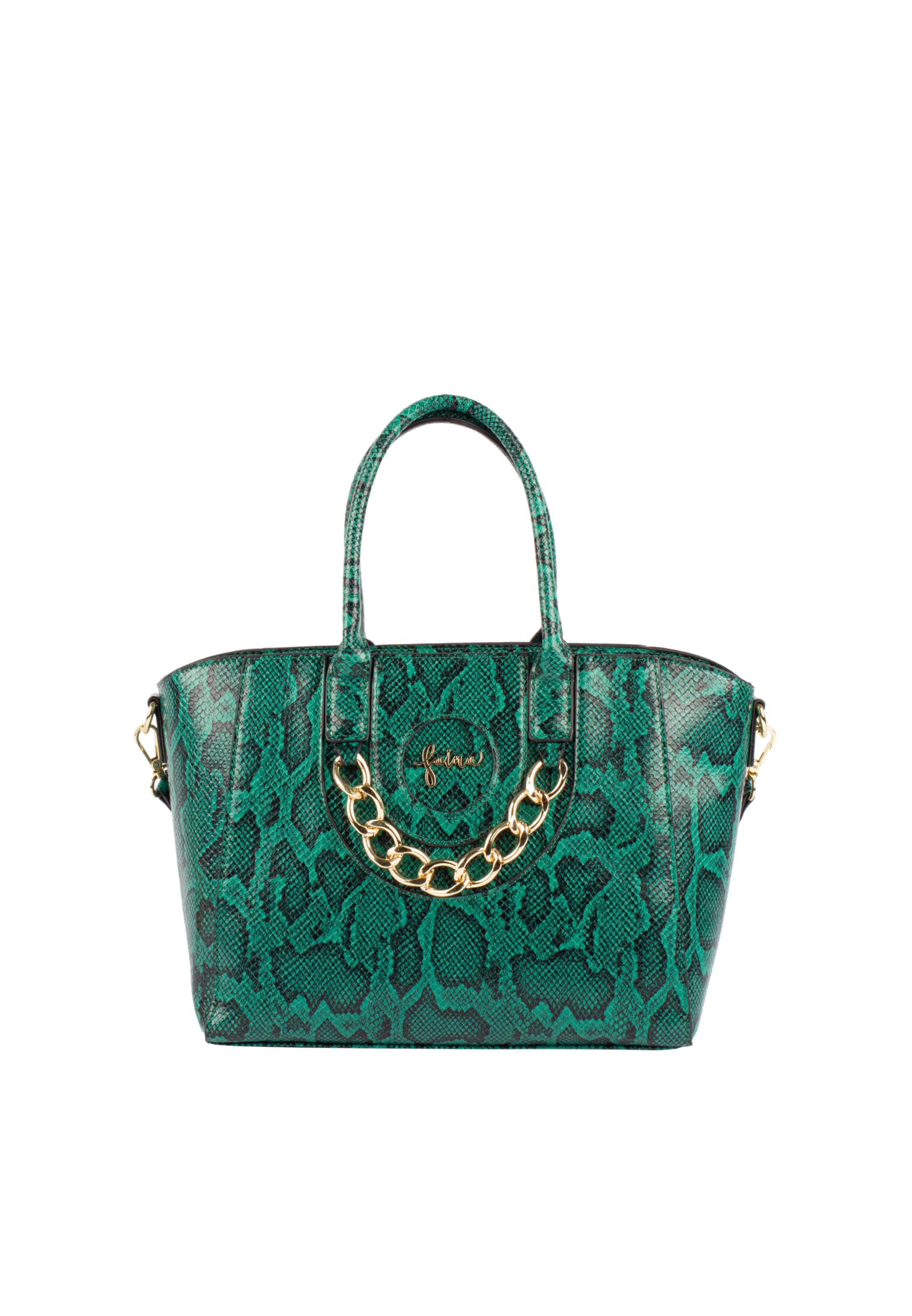 faina Дамска чанта в зелено: отпред