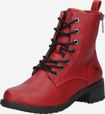 MUSTANG Lace-Up Ankle Boots in Red: front