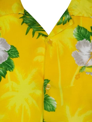 King Kameha Regular Fit Hemd 'Small Flower'‌‌‌‌‌‌‌ in Gelb