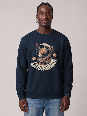 Watapparel Sweatshirt 'Catstronaut' in Blauw: voorkant
