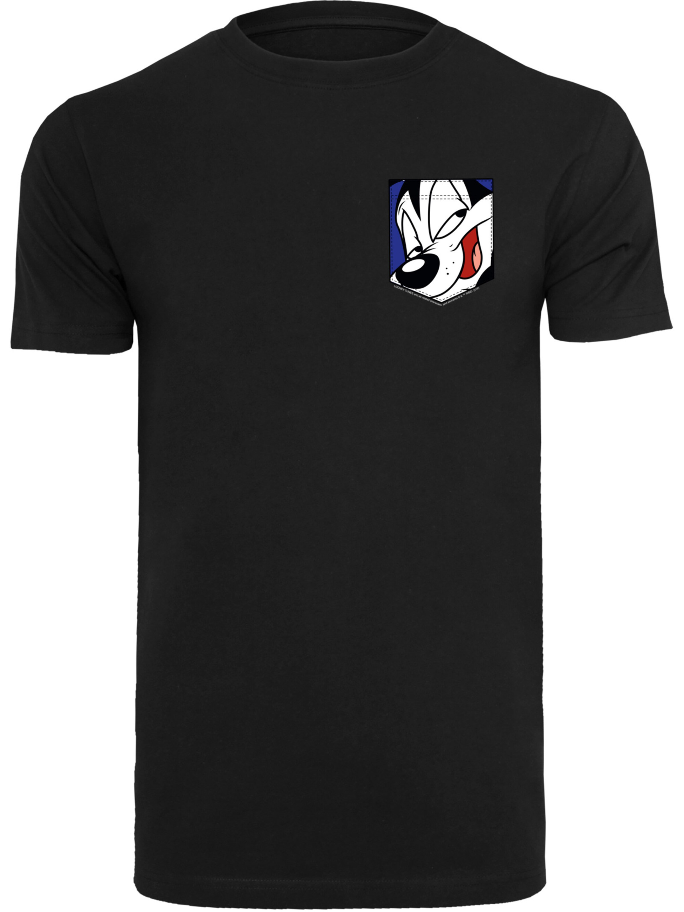 T-Shirt 'Looney Tunes Pepe Le Pew Face' F4NT4STIC en noir : devant