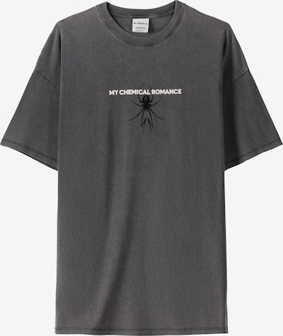 Bershka T-shirt i mörkgrå / eldröd / svart / off-white, Produktvy