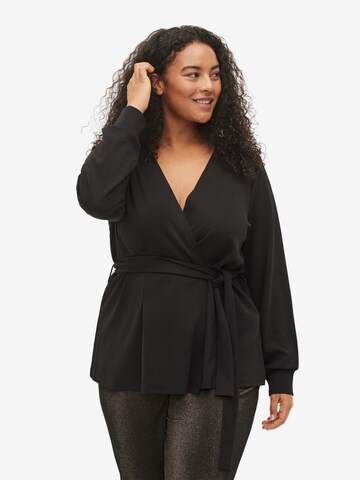 Zizzi Blouse 'XFOXY' in Zwart: voorkant