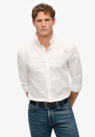 Superdry Slim fit Overhemd 'Essentials Lite' in Wit: voorkant