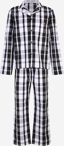 Tommy Jeans - Pijama largo en negro: frente