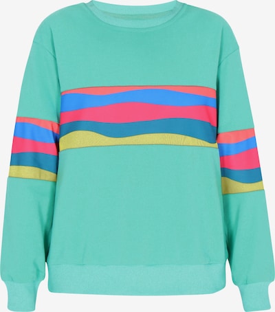 swirly Sweater majica u plava / tirkiz / limeta zelena / roza, Pregled proizvoda