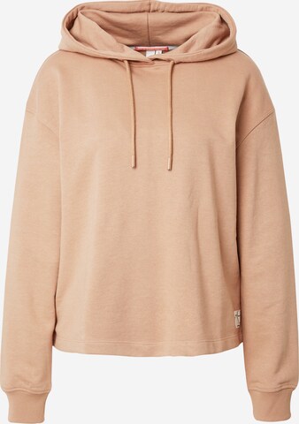 Sweat-shirt QS en marron : devant